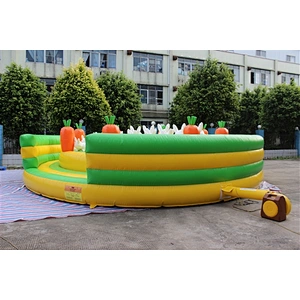 cute white bunny rabbit on the grass fun city inflatable amusement park-8x8x2.6M