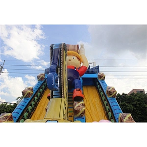 worker crane inflatable bouncer slide Inflatable Slide-12x6x9M