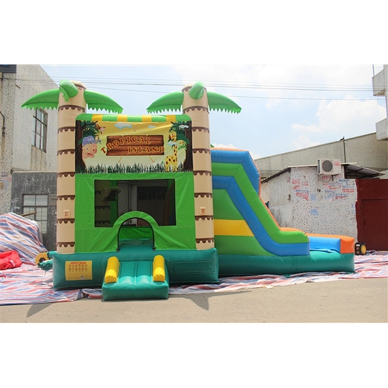 Hawaii coconut tree jungle bouncer with slide jumping castle&Inflatable Combo-6x4x4M