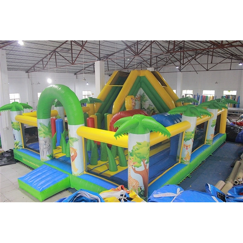 jungle animal gathering zoo coconut tree fun city inflatable amusement park-10x7x4.5M