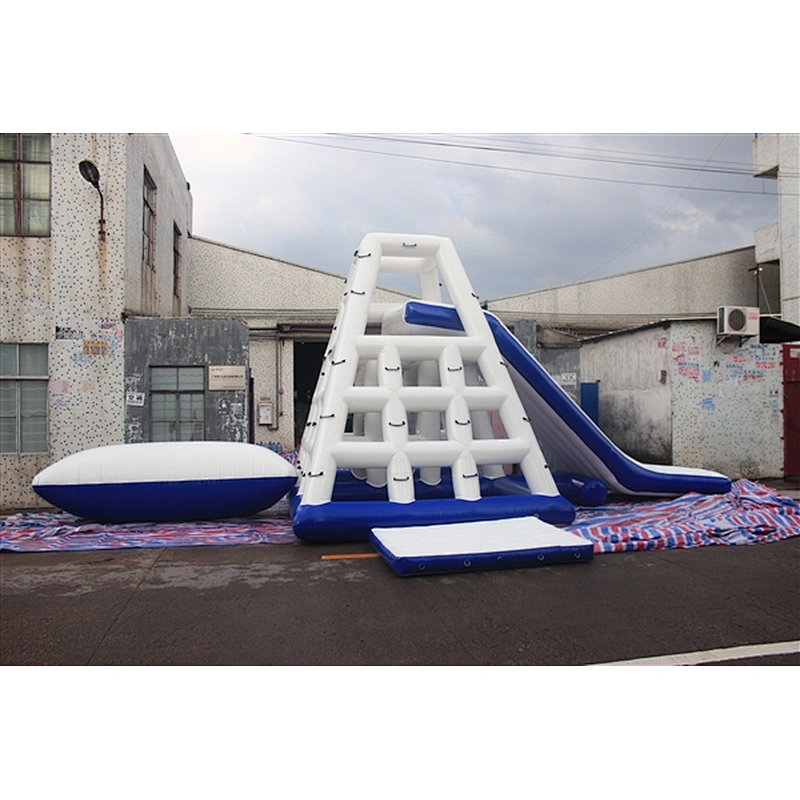 Best Quality Amusement Park Water Toys Giant Blue White Inflatable Water Tower Toys For Sale-7x4.6x5+1.7x1M