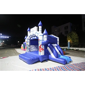 blue and white soliders sentinel bouncer with slide jumping castle&Inflatable Combo-4x4.35x3M