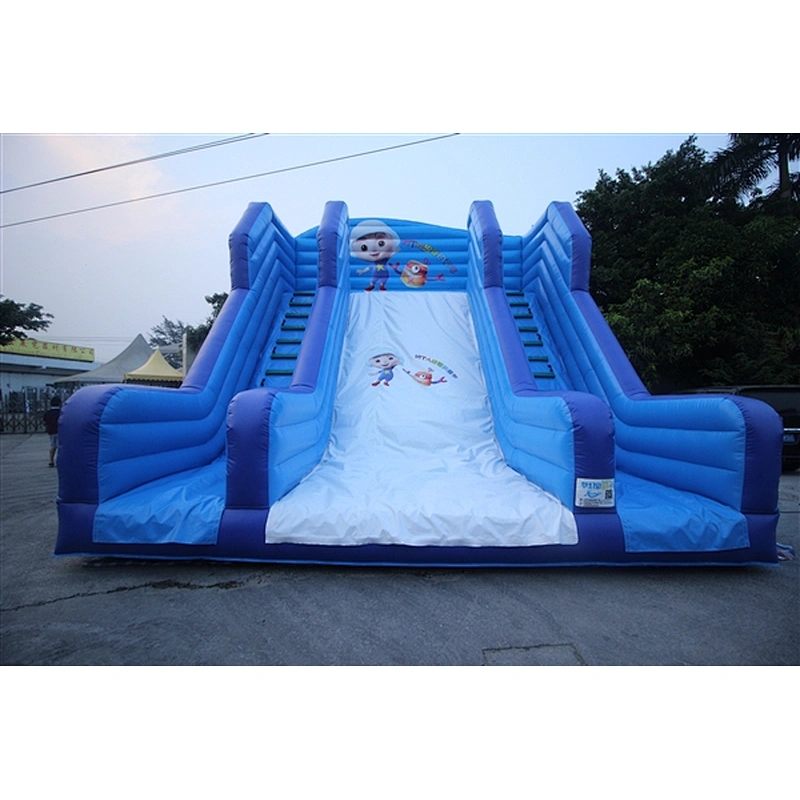 blue slide with polar bear monkey cat inflatable bouncer slide Inflatable Slide-7x7x6.5M