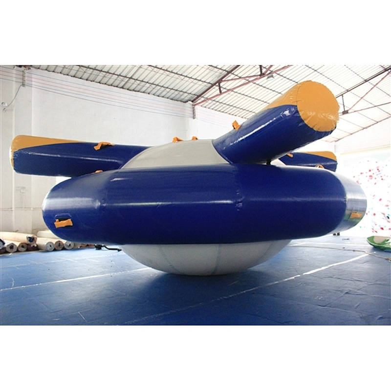 High Quality Giant Blue Inflatable Saturn Spinning Top Toy Water Sports Equipment-4x4x1.8M