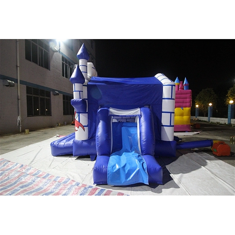 blue and white soliders sentinel bouncer with slide jumping castle&Inflatable Combo-4x4.35x3M