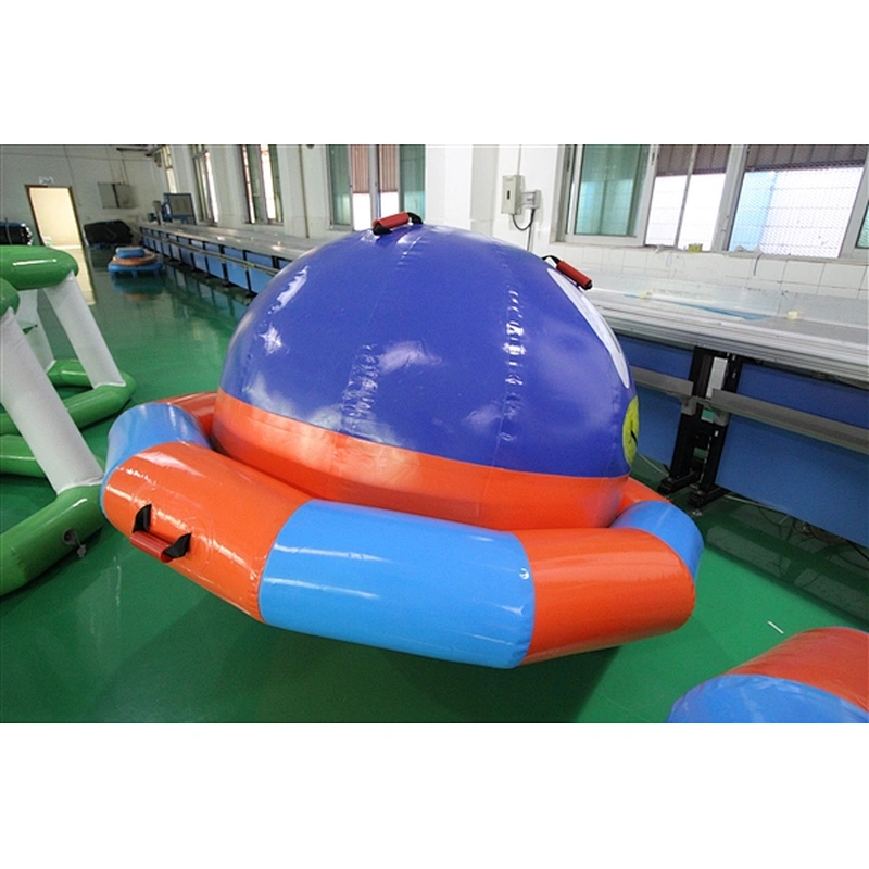 High Quality Giant Blue Inflatable Saturn Spinning Top Toy Water Sports Equipment-2m