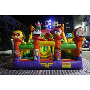 cartoon gathering inflatable bouncer slide Inflatable Slide-6x4x4M