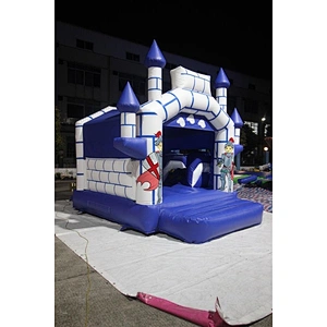 blue and white soliders sentinel bouncer with slide jumping castle&Inflatable Combo-4x4.35x3M