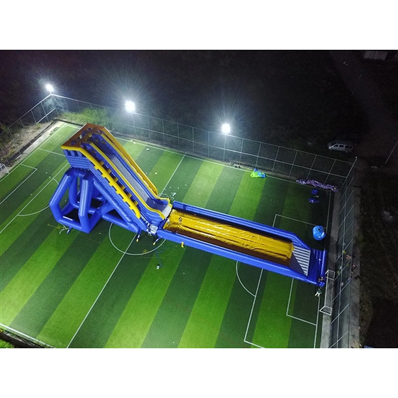 blue yellow super long slide Inflatable Slide-43x13x13M