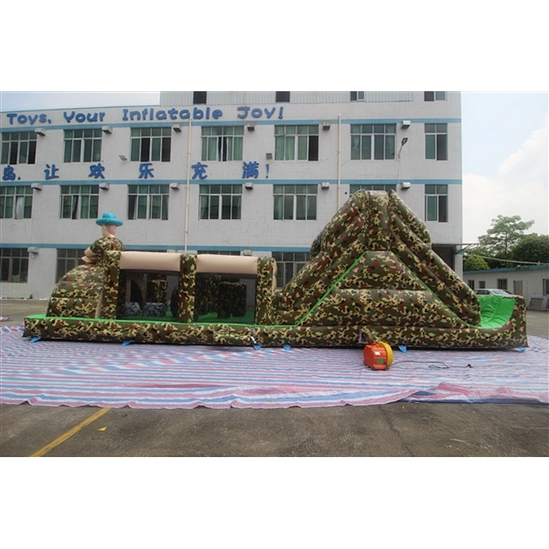green Camouflage obstacle course inflatable inflatable obstacle inflatable obstacle course-12x2.8x3.5M
