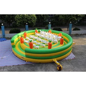 cute white bunny rabbit on the grass fun city inflatable amusement park-8x8x2.6M