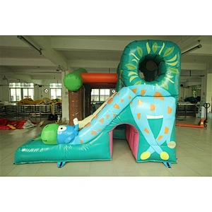 green jungle fun cabin bouncer with slide&jumping castle&Inflatable Combo-3.5x3.5x2.5M