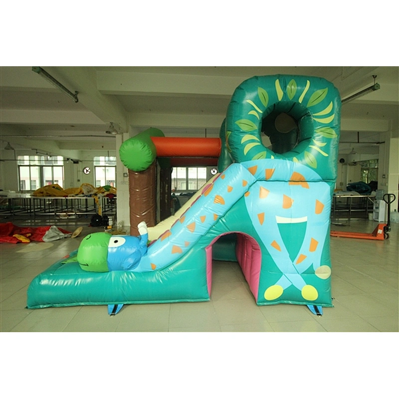 green jungle fun cabin bouncer with slide&jumping castle&Inflatable Combo-3.5x3.5x2.5M