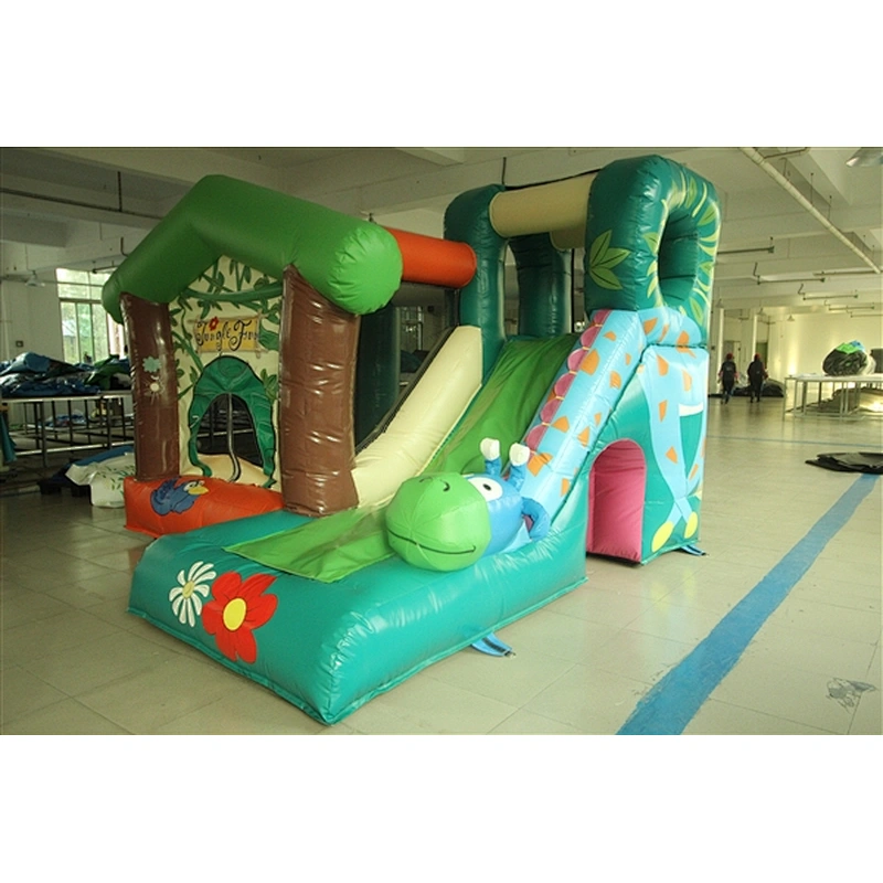 green jungle fun cabin bouncer with slide&jumping castle&Inflatable Combo-3.5x3.5x2.5M