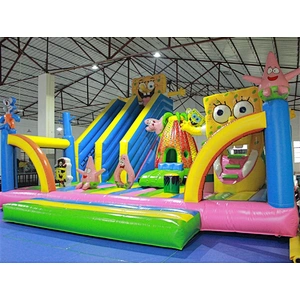 spongebob and Patrick star bouncer with slide inflatable slide fun city inflatable amusement park--8.6x8x6.5M