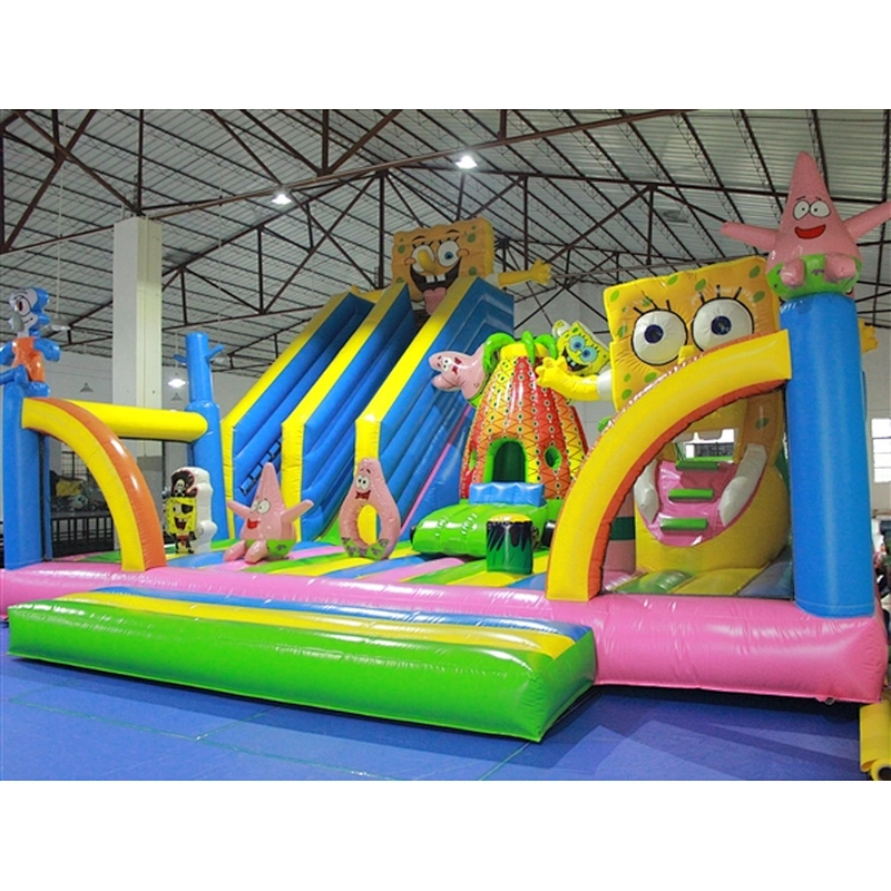 spongebob and Patrick star bouncer with slide inflatable slide fun city inflatable amusement park--8.6x8x6.5M