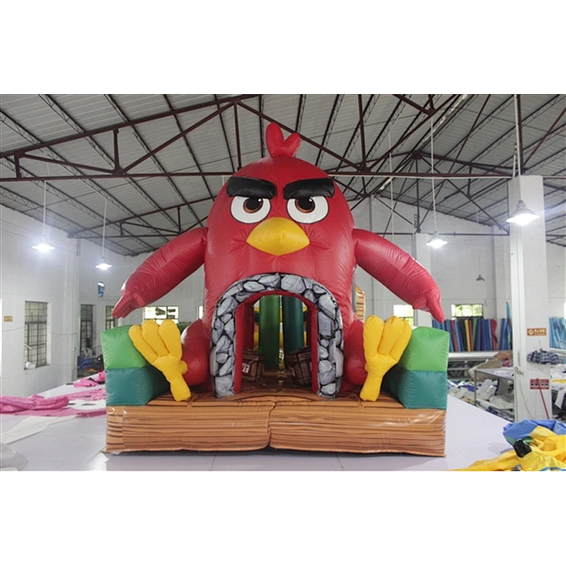 red angry birds bouncer jumping castle obstacle course equipment which is belonging to inflatable obstacle course for sale-13.5x3.5x4.7M
