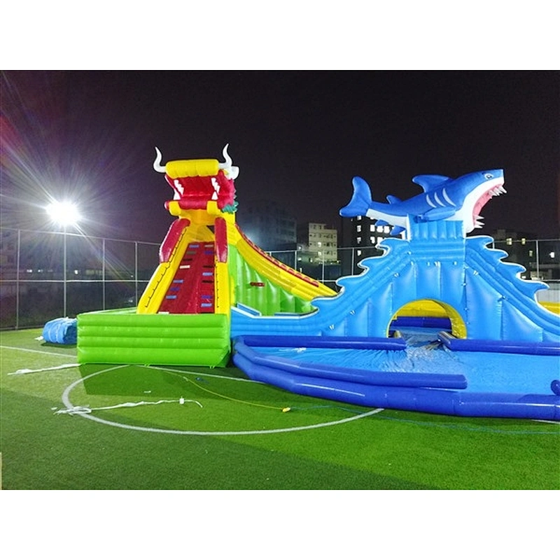 shark inflatable water slide with pool-23.5x21.5M