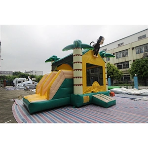 Hawaii monkey coconut tree jungle bouncer with slide jumping castle&Inflatable Combo-5.5x4x4M