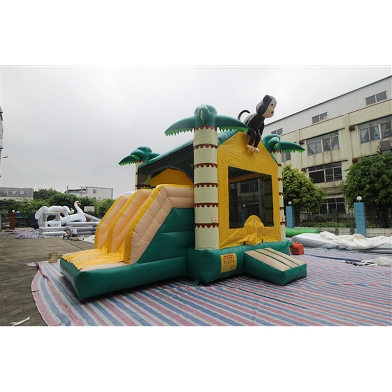 Hawaii monkey coconut tree jungle bouncer with slide jumping castle&Inflatable Combo-5.5x4x4M