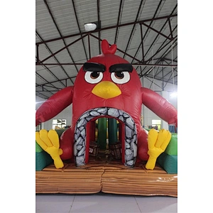 red angry birds bouncer jumping castle obstacle course equipment which is belonging to inflatable obstacle course for sale-13.5x3.5x4.7M
