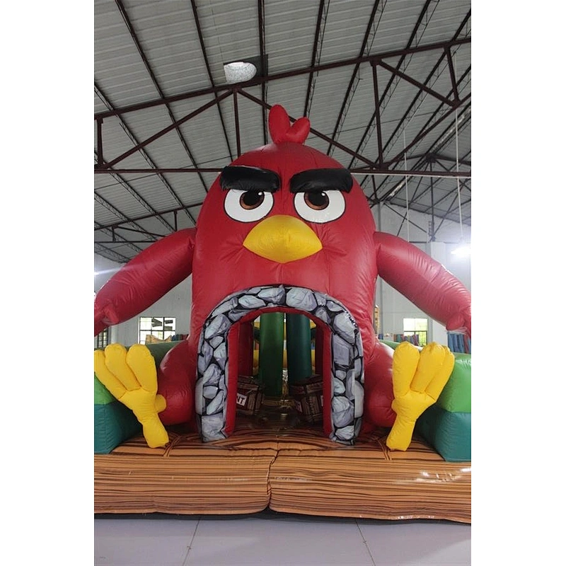 red angry birds bouncer jumping castle obstacle course equipment which is belonging to inflatable obstacle course for sale-13.5x3.5x4.7M