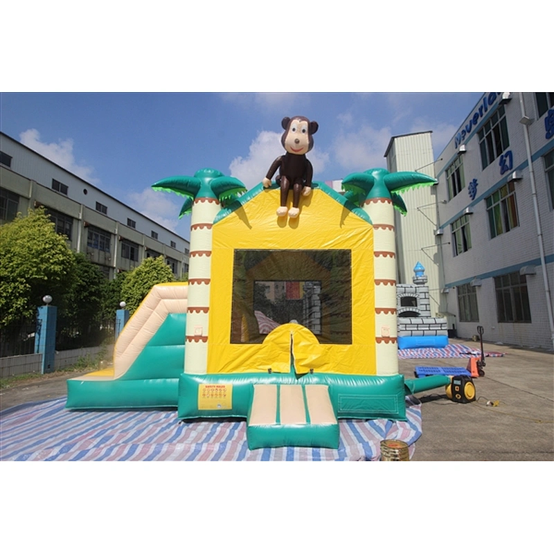 Hawaii monkey coconut tree jungle bouncer with slide jumping castle&Inflatable Combo-5.5x4x4M