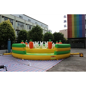 cute white bunny rabbit on the grass fun city inflatable amusement park-8x8x2.6M