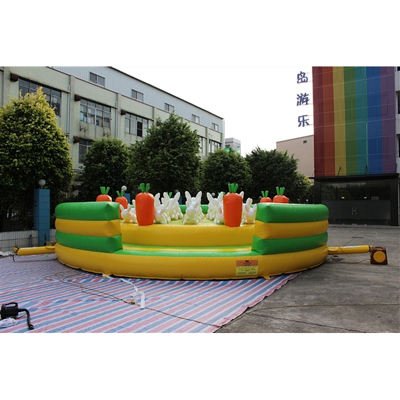 cute white bunny rabbit on the grass fun city inflatable amusement park-8x8x2.6M