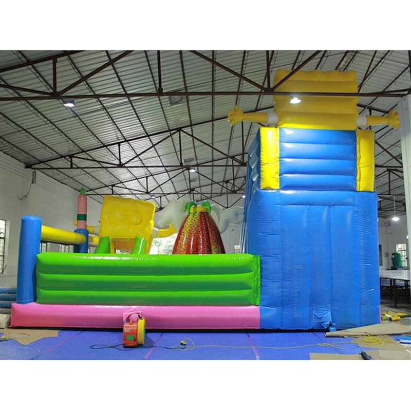 spongebob and Patrick star bouncer with slide inflatable slide fun city inflatable amusement park--8.6x8x6.5M