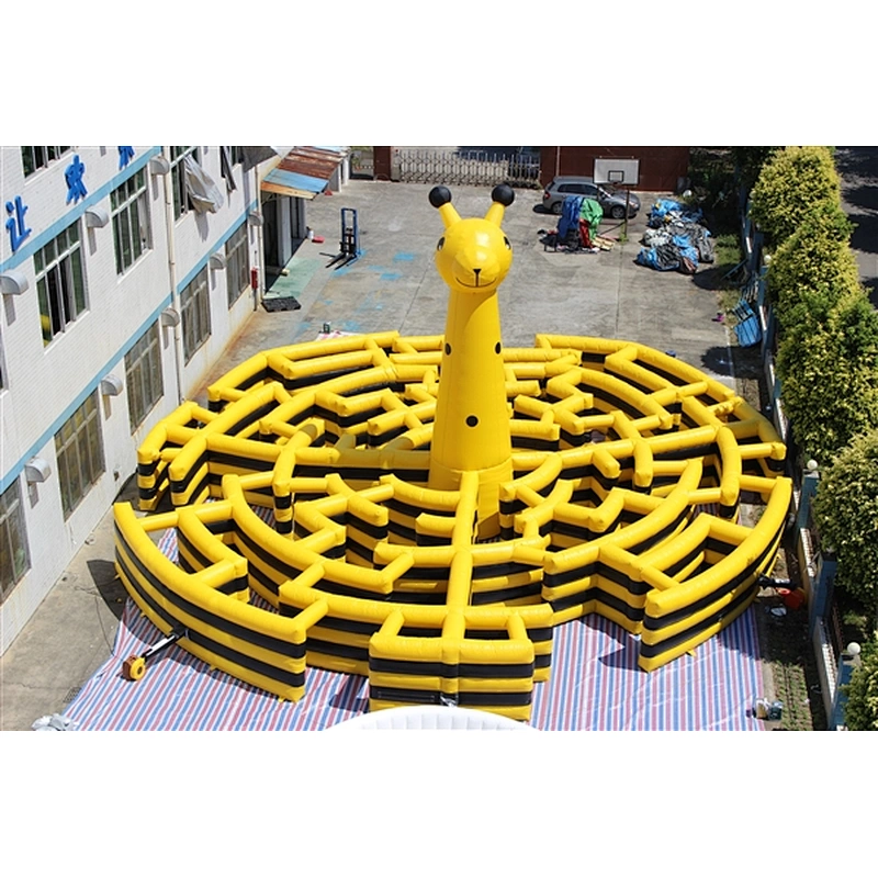 High Quality inflatable giraffe circular maze outdoor inflatable sport games for sale-18x18x9M