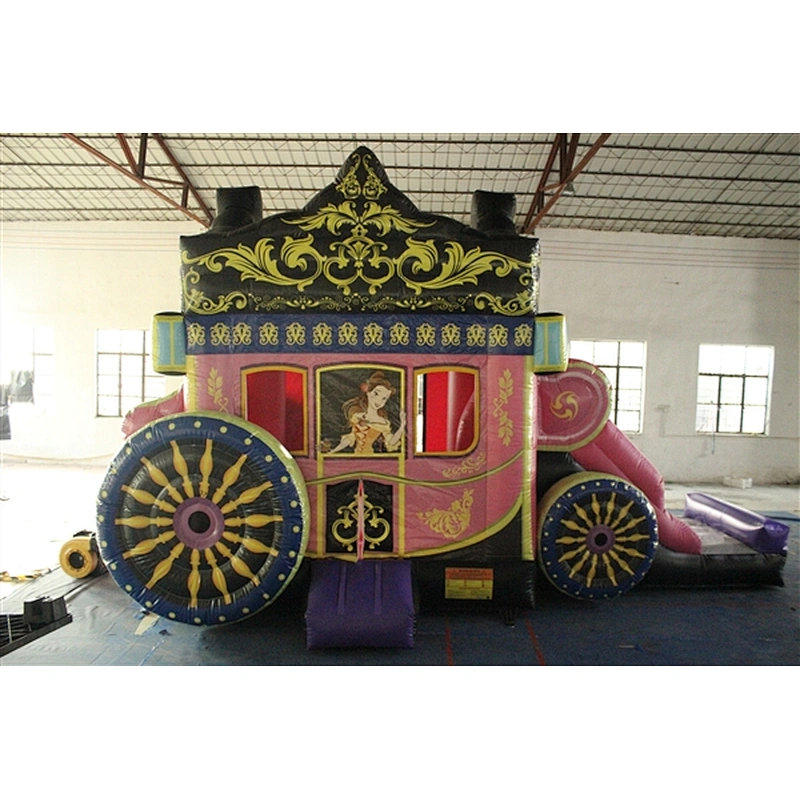 pink Cinderella princess carriage with wheel bouncer with slide jumping castle&Inflatable Combo-6x3.5x4.5M