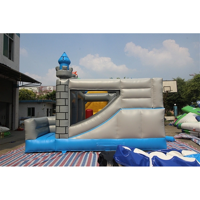 grey castle with dragon bouncer with slide jumping castle&Inflatable Combo-4.8x4.8x4M