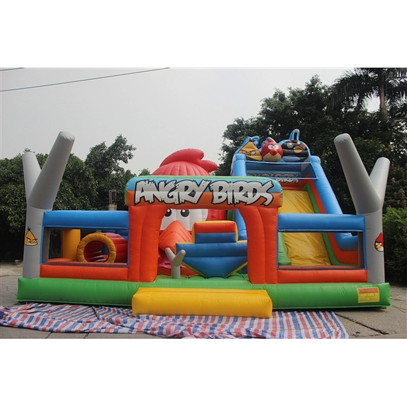 angry birds bouncer with slide fun city inflatable amusement park-9x6x5M