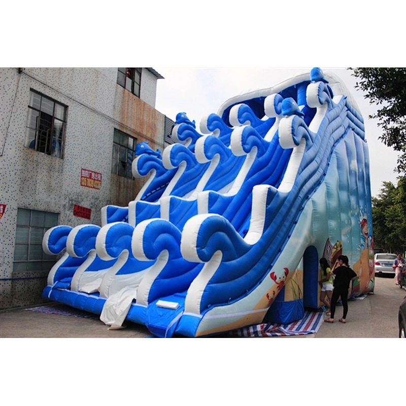 blue whit two slides Inflatable Slide-10x6x8M