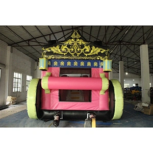 pink Cinderella princess carriage with wheel bouncer with slide jumping castle&Inflatable Combo-6x3.5x4.5M