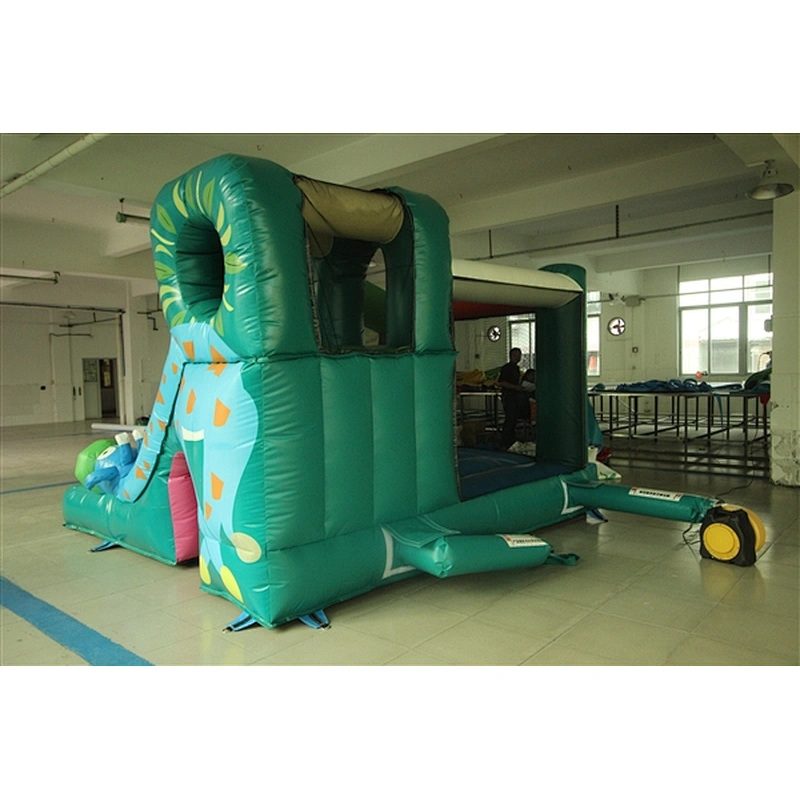 green jungle fun cabin bouncer with slide&jumping castle&Inflatable Combo-3.5x3.5x2.5M