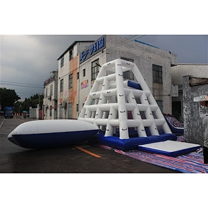 Best Quality Amusement Park Water Toys Giant Blue White Inflatable Water Tower Toys For Sale-7x4.6x5+1.7x1M