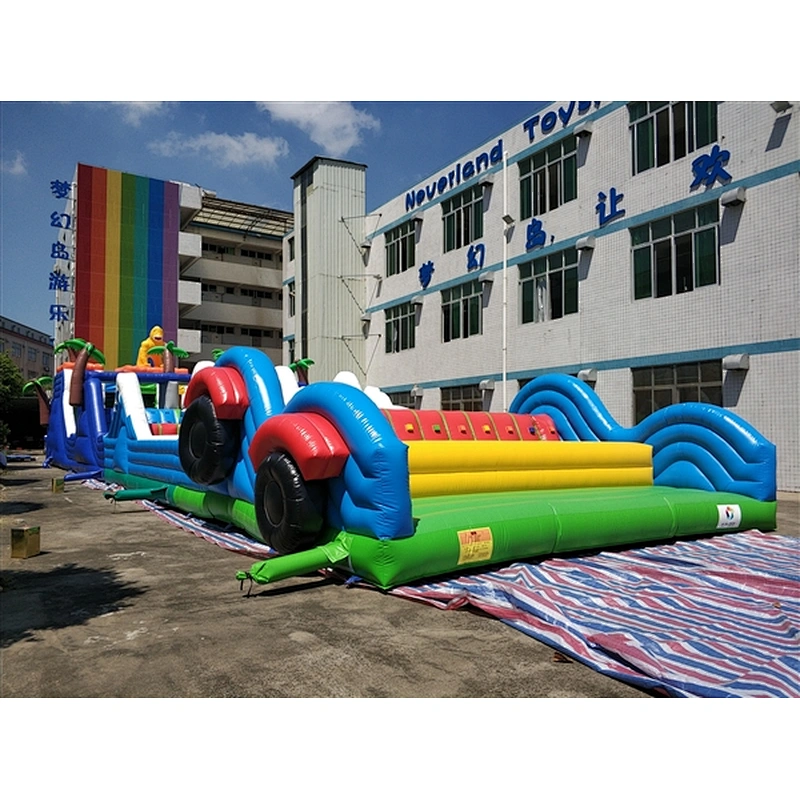 colorful rainbow outdoor obstacle course equipment which is belonging to inflatable obstacle course for sale-30x8x7M