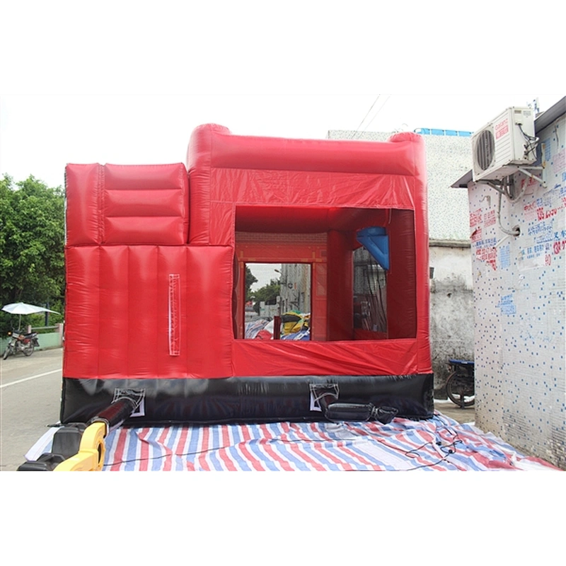 red fire truck with ladder bouncer with slide jumping castle&Inflatable Combo-6.56x5.03x3.18M