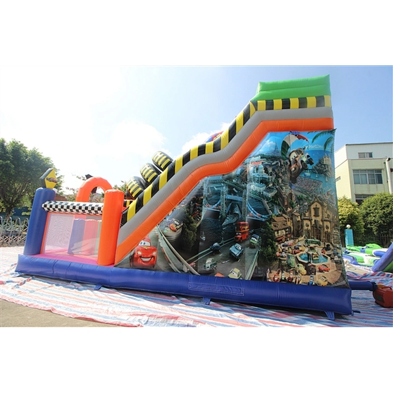 amusement park fun city with climbing inflatable bouncer slide Inflatable Slide-8x5x6M
