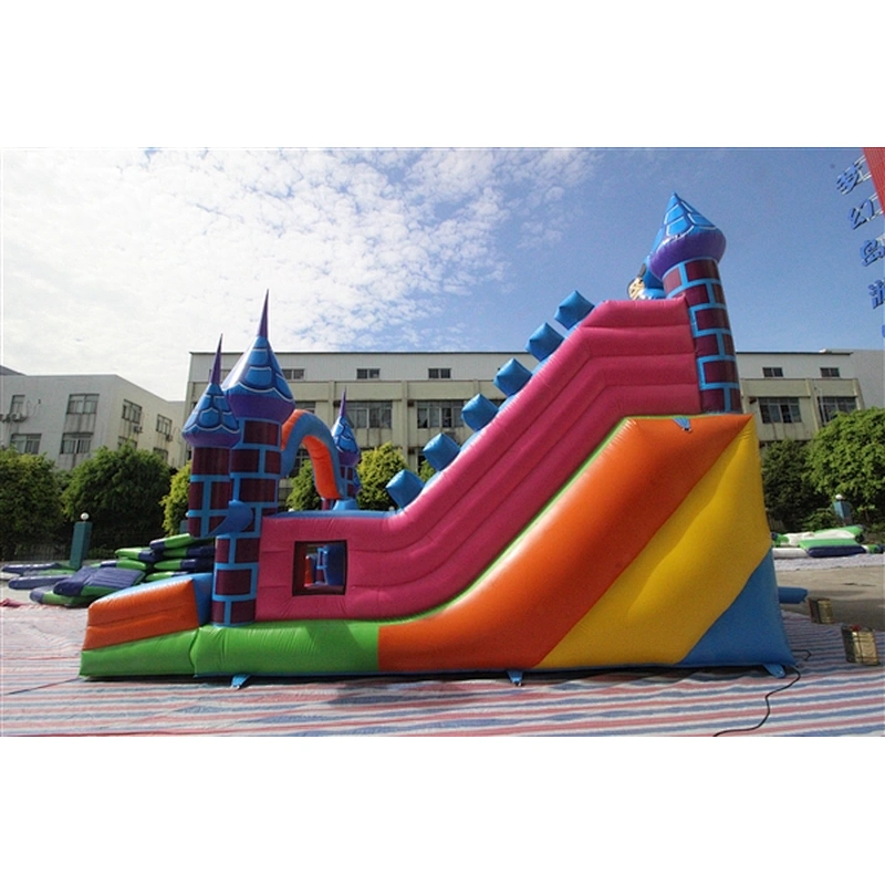 Rainbow Mickey castle inflatable bouncer slide Inflatable Slide-7.5M
