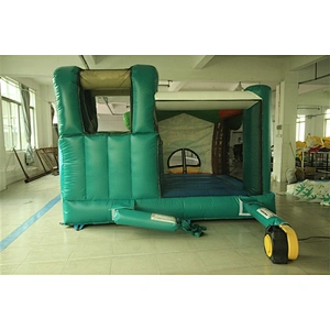 green jungle fun cabin bouncer with slide&jumping castle&Inflatable Combo-3.5x3.5x2.5M
