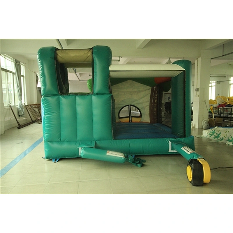 green jungle fun cabin bouncer with slide&jumping castle&Inflatable Combo-3.5x3.5x2.5M
