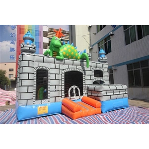 grey castle with dragon bouncer with slide jumping castle&Inflatable Combo-6x4x4M