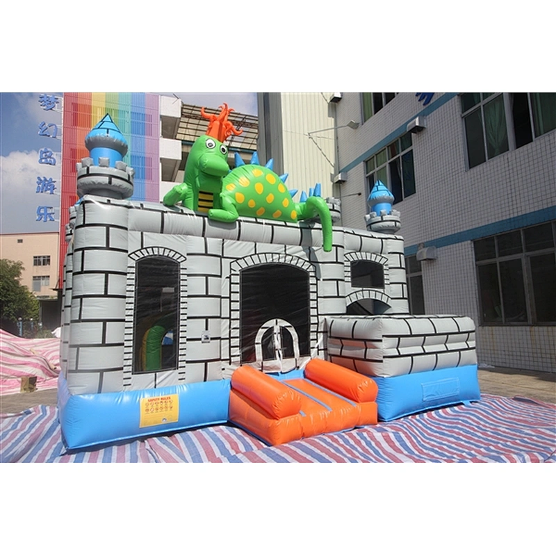 grey castle with dragon bouncer with slide jumping castle&Inflatable Combo-6x4x4M
