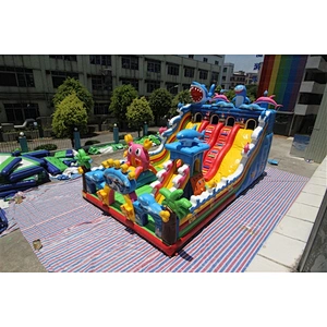amusement park animal gathering shark crab inflatable bouncer slide Inflatable Slide-12x7x8.5M