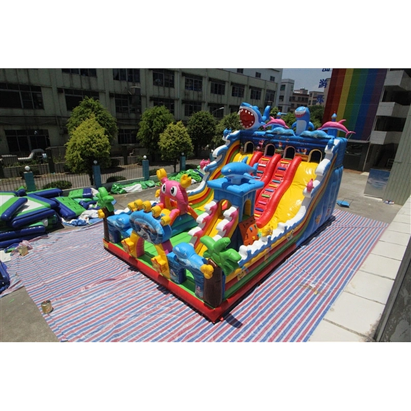 amusement park animal gathering shark crab inflatable bouncer slide Inflatable Slide-12x7x8.5M