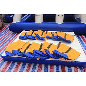 Best Quality Amusement Park Water Toys Giant Blue White Inflatable Water Tower Toys For Sale-7x4.6x5+1.7x1M