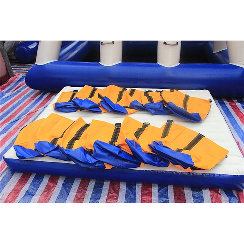 Best Quality Amusement Park Water Toys Giant Blue White Inflatable Water Tower Toys For Sale-7x4.6x5+1.7x1M